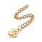 304 Stainless Steel Chain Extender, Curb Chain, with 202 Stainless Steel Charms, Clover, Golden, 62mm, Link: 3.7x3x0.5mm, Clover: 10.5x8x0.7mm