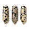 Natural Dalmatian Jasper Pointed Pendants, Faceted Bullet Shaped Charms, 20~20.5x6.5~7x6~6.5mm, Hole: 1.6mm