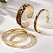 4Pcs 4 Styles Alloy Faux Leather Bangles, Ring & Leopard Print, Golden, Inner Diameter: 2-3/8 inch(6cm)