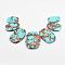 Assembled Bronzite and Synthetic Turquoise Graduated Beads Strands, Oval, 30~49x20~35x7mm, Hole: 2mm, 7pcs/strand, 6.69 inch