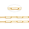 Brass Paperclip Chains, Flat Oval, Drawn Elongated Cable Chains, Soldered, Cadmium Free & Nickel Free & Lead Free, Long-Lasting Plated, Real 14K Gold Plated, Links: 15x5x1mm