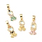 Brass Micro Pave Cubic Zirconia Pendants, with Glass, Long-Lasting Plated, Real 18K Gold Plated, Cadmium Free & Lead Free, Girl, Mixed Color, 17.5~21x9~10x4mm, Hole: 5x3mm