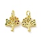 Brass Micro Pave Cubic Zirconia Charms, Cadmium Free & Nickel Free & Lead Free, with Jump Ring, Tree, Real 18K Gold Plated, Colorful, 12x10x2mm, Hole: 3.2mm