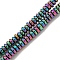 Electroplated Synthetic Non-Magnetic Hematite Beads Strands, Disc, Rainbow Plated, 3.3x1.5~1.8mm, Hole: 0.8mm, about 280pcs/strand, 15.87 inch(40.3cm)