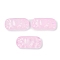 Spray Painted Transparent Glass Connector Charms, Curved Rectangle Links, Pink, 25x12x6.5mm, Hole: 1.4mm