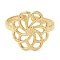 304 Stainless Steel Open Cuff Rings, Flower, Golden, US Size 7 3/4(17.9mm)