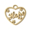 304 Stainless Steel Pendants, Hollow out Heart with Wrod Hope Charms, Real 18K Gold Plated, 19.5x19.5x1mm, Hole: 3mm