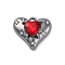 Gothic Rack Plating Alloy Pendants, with Red Rhinestone, Heart, Gunmetal, 17.5x18x7.5mm, Hole: 2mm