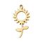 5Pcs 201 Stainless Steel Pendants, Laser Cut, Sunflower Charm, Golden, 20x10x1mm, Hole: 1.2mm