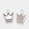 Tibetan Style Alloy Charm Enamel Settings, Crown, Cadmium Free & Lead Free,, Antique Silver, 12x10.5x2mm, Hole: 2mm, about 2125pcs/1000g