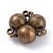 Round Brass Magnetic Clasps with Loops, Antique Bronze, 11.5x6mm, Hole: 1.2mm