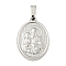 Non-Tarnish 304 Stainless Steel Pendants, Religious Theme Charm, Oval with Jesus, Stainless Steel Color, 24x16x2~2.5mm, Hole: 5x3mm