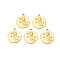 Ion Plating(IP) 201 Stainless Steel Rhinestone Settings, Flat Round with Flower, Nickel Free, Real 18K Gold Plated, Fit for 1mm Rhinestone, 21.5x18.5x2.5mm, Hole: 2mm