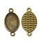 Tibetan Style Alloy Cabochon Connector Settings, Nickel Free, Oval, Antique Bronze, Tray: 18x13mm, 28x15x1.8mm, Hole: 2mm