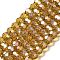 Transparent Glass Beads, 32 Facets, AB Color Plated, Round, Goldenrod, 6x5.5mm, Hole: 1.2mm, about 91~93pcs/strand, 19.57''~19.92''(49.7~50.6cm)