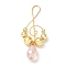 Electroplated Synthetic Non-magnetic Hematite & Teardrop Glass Big Pendants, Musical Note Charms, Golden Plated, Pink, 61x24x10mm, Hole: 16.5x8.5mm