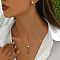 Elegant and Cute Tassel Women's 201 Stainless Steel Heart Stud Earrings & Necklace Set, Real 18K Gold Plated