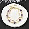 Natural Amethyst Bracelets, Brass Multi-srand Bracelets for Women, Long-Lasting Plated, 7 inch(17.8cm)~7-3/8 inch(18.6cm)