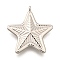 Non-Tarnish 304 Stainless Steel Pendants, Star Charm, Stainless Steel Color, 36x34x8mm, Hole: 3mm