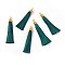 Nylon Tassel Big Pendants, with Iron Findings, Golden, Teal, 86x9.5mm, Hole: 3x5mm