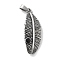 Retro 304 Stainless Steel Enamel Pendants, Feather Charms, Antique Silver, 38x14x4mm, Hole: 6x3.5mm