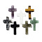 Natural Mixed Stone Pendants, Cross Charms, 30.5x20x6mm, Hole: 1.4mm