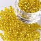 6/0 Glass Seed Beads, Silver Lined Round Hole, Round, Yellow, 6/0, 4mm, Hole: 1.5mm, about 450pcs/50g, 50g/bag, 18bags/2pound