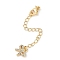 Brass Micro Pave Cubic Zirconia Ends with Chains, Cadmium Free & Nickel Free & Lead Free, Bowknot, Real 18K Gold Plated, 73mm, Hole: 2.5mm