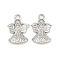 Rack Plating Alloy Pendants, Column with Angel, Platinum, 16.5x10.5x3mm, Hole: 1.6mm
