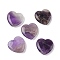 Natural Chevron Amethyst Beads, Half Drilled, Heart, 20x20x6mm, Hole: 1mm