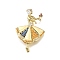 Rack Plating Brass Micro Pave Cubic Zirconia Pendants, Dancer, Lead Free & Cadmium Free, Long-Lasting Plated, Real 18K Gold Plated, 32.5x22.5x4.5mm, Hole: 2.5x4.5mm