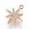 Brass Micro Pave Cubic Zirconia Charms, FLower, Golden, 14x11.5x2mm, Hole: 0.5mm