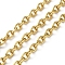 304 Stainless Steel Rolo Chains, Unwelded, with Spool, Ion Plating(IP), Real 18K Gold Plated, 7x5x1.2mm, about 32.81 Feet(10m)/Roll