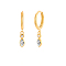 S925 Sterling Silver Teardrop Hoop Earrings, with Clear Cubic Zirconia, Golden, 20x3x10mm