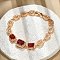 Rectangle & Oval Brass Micro Pave Cubic Zirconia Link Chain Bracelets, Cadmium Free & Lead Free, Long-Lasting Plated, Golden, 7-3/4 inch(19.8cm)