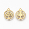 201 Stainless Steel Charms, Flat Round with Tree of Life, Golden, 12x10x1mm, Hole: 1mm