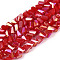 Electroplate Opaque Glass Beads Strands, Triangle, AB Color Plated, Faceted, Crimson, 3~3.5x4~4.5x4~4.5mm, Hole: 0.8mm, about 121~131pcs/strand, 14.37~15.35 inch(36.5~39cm)