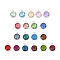 Glass Charms, with Platinum Cadmium Free & Nickel Free & Lead Free Brass Findings, Long-Lasting Plated, Faceted Flat Round, Mixed Color, 6x4x1.5mm, Hole: 0.9mm