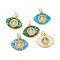 Brass Pendants Cubic Micro Pave Zirconia, with Synthetic Opal, with Jump Rings, Cadmium Free & Lead Free, Real 18K Gold Plated, Eye with Human, Mixed Color, 15x18.5x2.5mm, Hole: 3.5mm