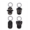 4Pcs Acrylic Keychain, with 304 Stainless Steel Rings, Black, Mixed Shapes, 6.6~6.7cm, 4Pcs/Set