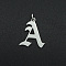 Non-Tarnish 304 Stainless Steel Pendants, with Jump Ring, Old English, Letter, Laser Cut, Stainless Steel Color, Letter.A, 16.5x14.5x1mm, Hole: 3mm
