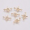 Brass Micro Pave Cubic Zirconia Links, Long-Lasting Plated, Star, Nickel Free, Real 18K Gold Plated, 11.5x8.5x1.8mm, Hole: 0.8mm