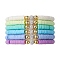 6Pcs 6 Color Polymer Clay Disc & Rhinestone Beaded Stretch Bracelets Set, Stackable Preppy Bracelets, Mixed Color, Inner Diameter: 2-1/8 inch(5.4cm), 1Pc/color