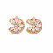 Brass Micro Pave Cubic Zirconia Charms, with Glass, Nickel Free, Real 18K Gold Plated, Flower, Clear, 18x15x3mm, Hole: 1mm