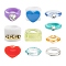 18Pcs Acrylic Finger Rings, Octagon & Rectangle & Heart & Square, Mixed Color, 10 style/box