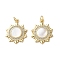 Brass Micro Pave Cubic Zirconia Pendants, with Shell, Sun Charms, Rack Plating, Lasting Plated, Cadmium Free & Lead Free, with Jump Ring, Real 18K Gold Plated, 21x17x2.5mm, Hole: 3mm