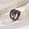 Vintage Ethnic Style Natural Amethyst Inlaid Hollow Out Women Adjustable Rings, Brass Finger Rings, Red Copper, Inner Diameter: 16~19mm