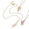 3Pcs 3 Style Alloy Enamel Flower Pendant Necklaces Set with 304 Stainless Steel Chains, Mixed Color, 15.94~16.14 inch(40.5~41cm), 1Pc/style