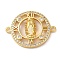 Religion Brass Pave Clear Cubic Zirconia Connector Charms, Cadmium Free & Lead Free, Virgin Mary Links, Real 16K Gold Plated, Flat Round, 19x24x3.5mm, Hole: 1.5mm