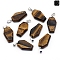 Natural Tiger Eye Pendants, Halloween Coffin Charms, 35x19x7.5mm, Hole: 4x7.5mm
